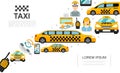 Flat Taxi Service Elements Set