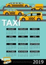 Flat Taxi 2019 Year Calendar Template