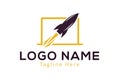 Tech Launch Rocket Yellow Color Laptop Logo Design