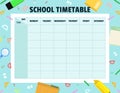 Flat Template School Timetable with Education Elements. Royalty Free Stock Photo