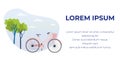 Flat Text Banner with Cartoon Bicycle and Park