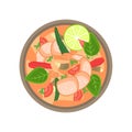 Flat thai shrimp sour soup tom yum khung