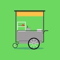 Flat Thai street food vending cart with green background vector Royalty Free Stock Photo