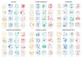 Flat thin line abstract icons vector illustration, modern design set in colors with innovation in medicine and genetics