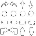 Flat and thin line arrow icons set Royalty Free Stock Photo