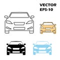 Flat and thin line icons for car front,transportation,vector illustrations Royalty Free Stock Photo