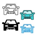 Flat and thin line icons for car front,vector illustrations Royalty Free Stock Photo