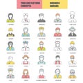 Flat thin line icons collection of people avatars