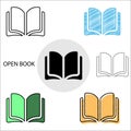 Flat and thin line icons for open book,vector illustrations Royalty Free Stock Photo