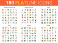 Flat thin line icons, vector illustration creative modern design collection with building construction, interior Royalty Free Stock Photo