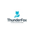 flat ThunderFox wolf stun electric logo design Royalty Free Stock Photo