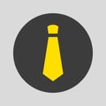 Flat tie icon on gray background.