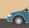 Flat tire black n white vector