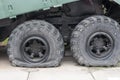 Flat tire of military vehicles
