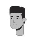 Flat top haircut black guy black and white 2D line cartoon character head