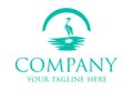 Tosca Color Stork Bird on Water Logo Design