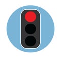 Flat traffic light icon with color background