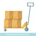 Flat transporter for boxes on white Royalty Free Stock Photo