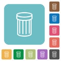 Flat trash icons on rounded square backgrounds