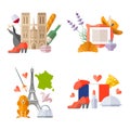 Flat travel france composition. Set of vector illustration Royalty Free Stock Photo