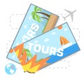 Flat travel with hot tours tickets illustration design concept background. eps10 vector Royalty Free Stock Photo