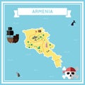 Flat treasure map of Armenia.