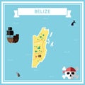 Flat treasure map of Belize.