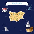 Flat treasure map of Bulgaria.