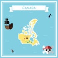 Flat treasure map of Canada.