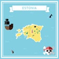 Flat treasure map of Estonia.