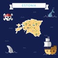 Flat treasure map of Estonia.