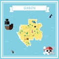 Flat treasure map of Gabon.