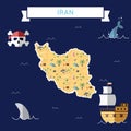 Flat treasure map of Iran, Islamic Republic Of.