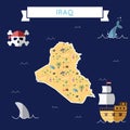Flat treasure map of Iraq.