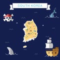 Flat treasure map of Korea, Republic of.