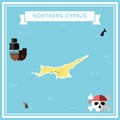 Flat treasure map of Northern Cyprus.