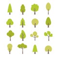 Flat trees set. Flat forest tree nature plant isolated eco foliage Royalty Free Stock Photo