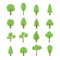 Flat trees set. Flat forest tree nature plant isolated eco foliage Royalty Free Stock Photo