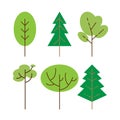 Flat trees set. Flat forest tree nature plant isolated eco foliage Royalty Free Stock Photo