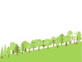 Flat trees on the slope in a flat design.