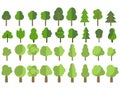 Flat trees. Trees set in a flat design. Vector icons.