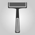 Flat trendy dark icon with electric shaver isolated from gray background. Woman trimmer for shaving. Classic safety