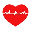 Flat trendy heart beat icon with ecg.