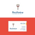 Flat Trident Logo and Visiting Card Template. Busienss Concept Logo Design Royalty Free Stock Photo