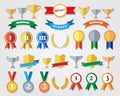 Flat trophy cup and award icons