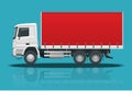 Flat truck delivery isolated realistic vehicles on blue background. Cargo Truck logistics side view