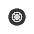 Flat truck wheel vector icon or logo element