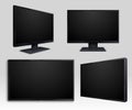 Flat tv screen and computer lcd monitor 3d mockup for internet television concept Royalty Free Stock Photo