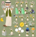 Flat type Arab old men_money Royalty Free Stock Photo