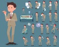 Flat type Beige suit short hair beard man_sickness